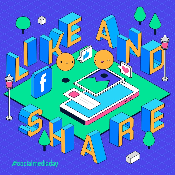 Vector social media  isometric illustration