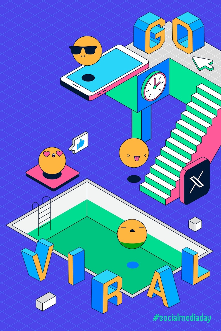 Vector social media  isometric illustration