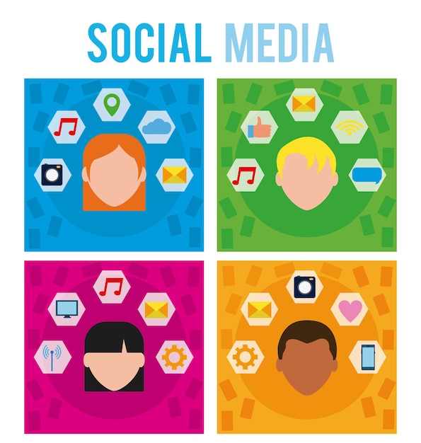 Vector social media kleurrijke vierkante kaders