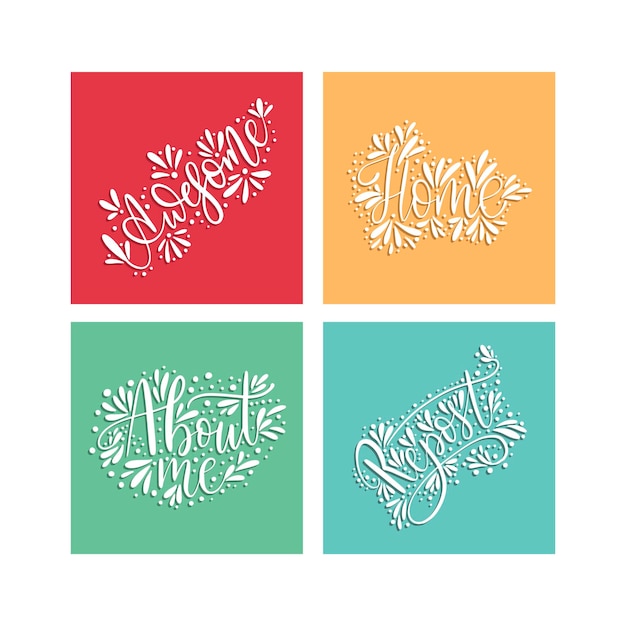 Social media lettering set for blog