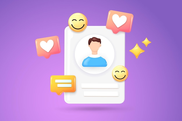 Social media like icon concept Comment and Follower 3D Web Vector Illustrations