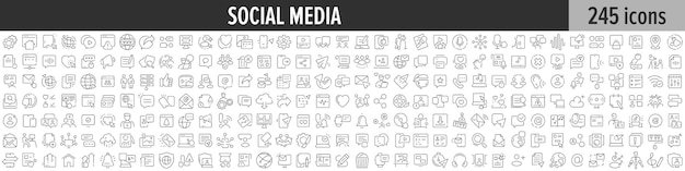 Vector social media linear icon collection