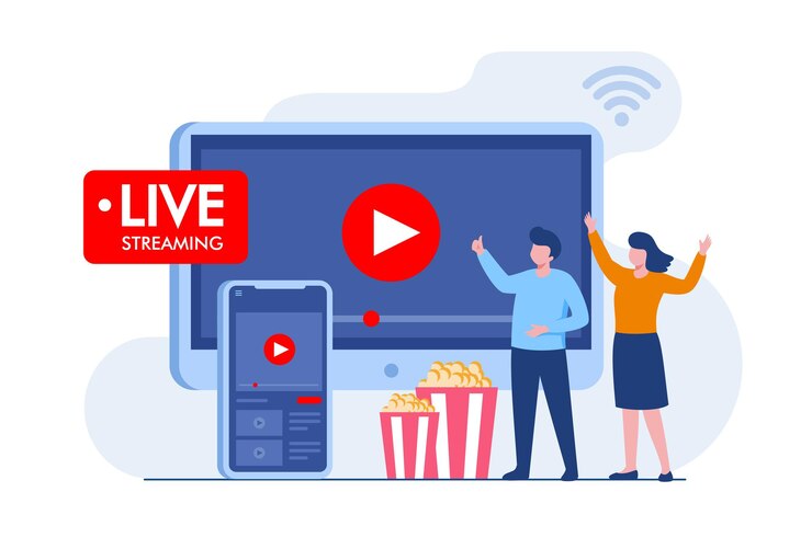 Vector social media live streaming concept. flat vector illustration banner and landing page