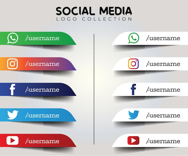 Vettore viene mostrata una raccolta di loghi di social media con alcune icone.