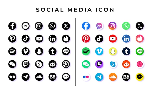 Vettore collezione di logo dei social media