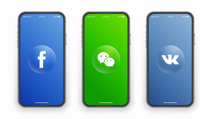Vector social media logo on phone screen