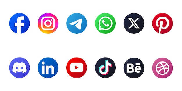 Vector social media logo set