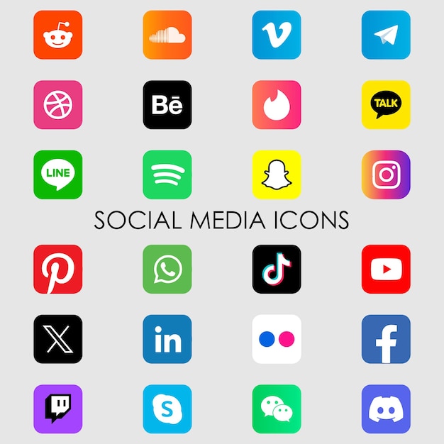 Vector social media logos collection in flat style