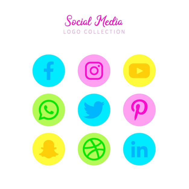 Social media logos collection with facebook whatsapp instagram twiiter free vector