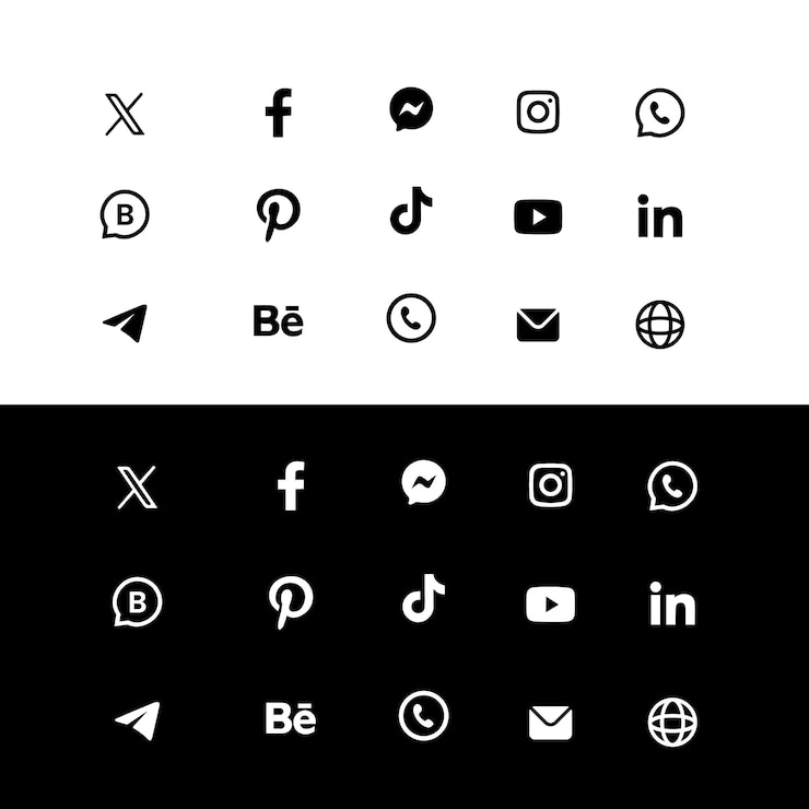 Vector social media logos and icons set collection