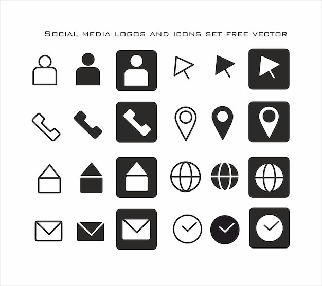 Vector social media logos and icons set free vector