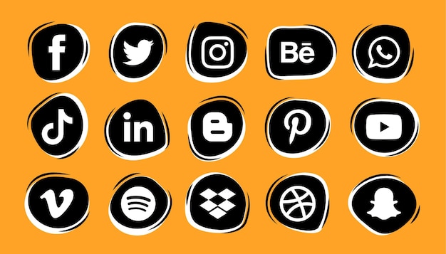 Vector social media logos and icons set