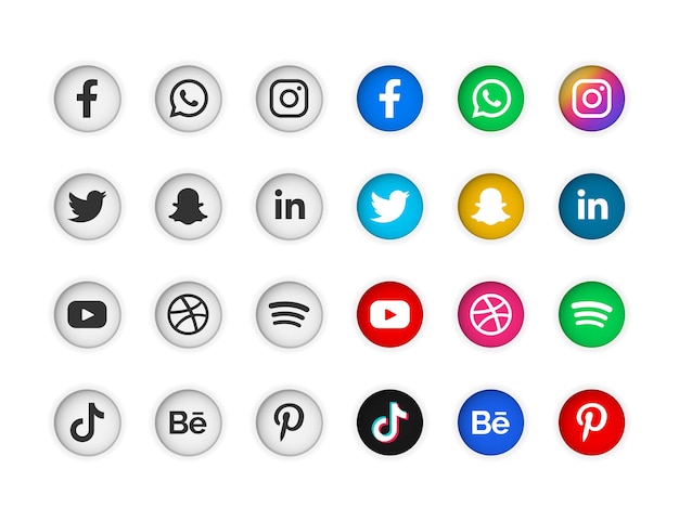 Vector social media logos and icons set