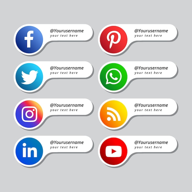 Social media logos lower third banner template