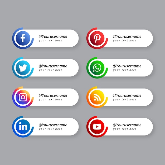 Social media logos lower third banner template