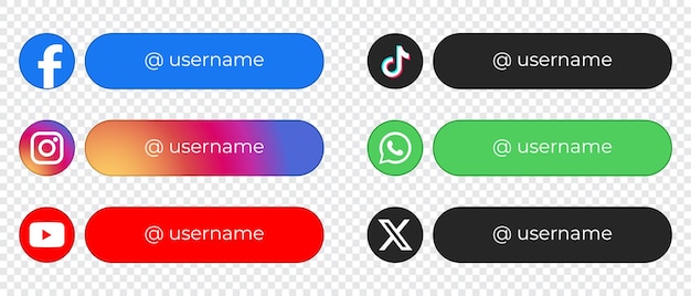 Вектор Социальные сети нижние третьи иконы вектор иконы имени пользователя facebook instagram youtube tiktok whatsapp x