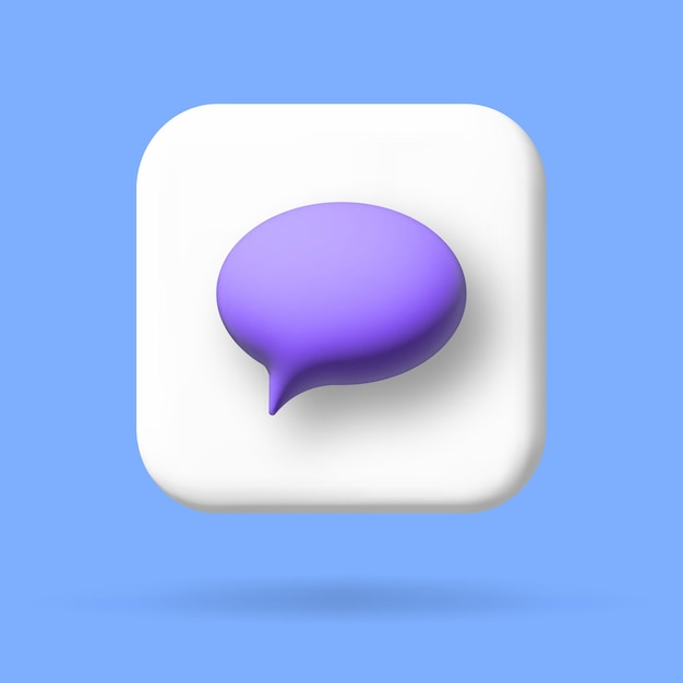 Social media mail sms icon 3d vector cartoon illustration speech bubble