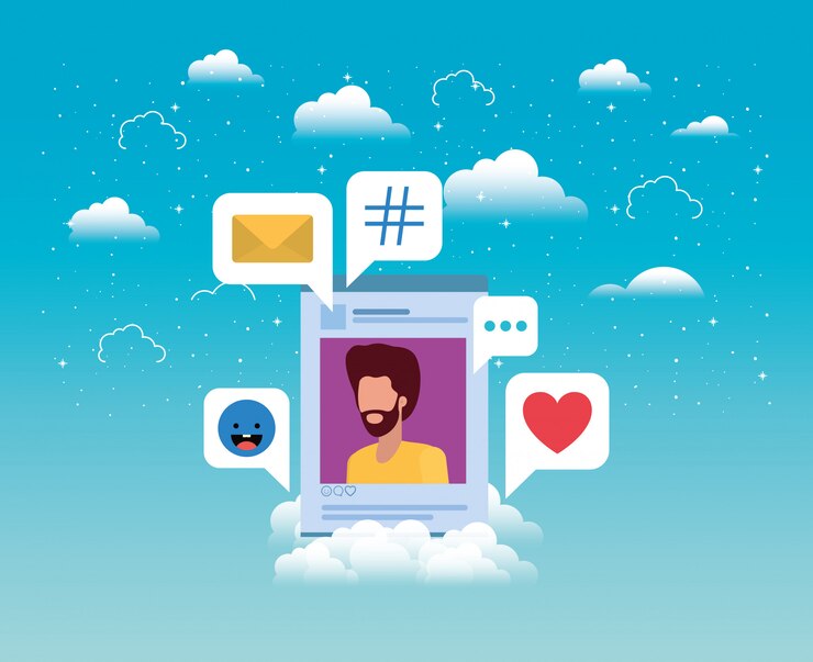 Vector social media man acount template