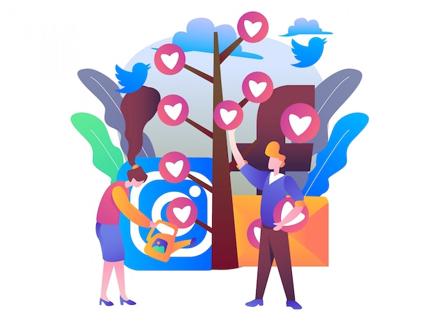 Vector social media management illustration