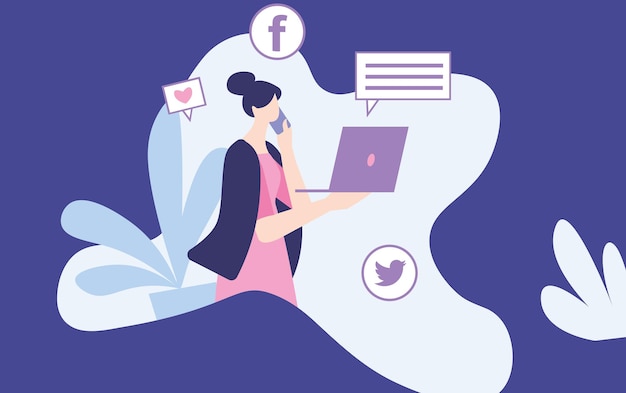 Social Media Manager werkt op een laptop