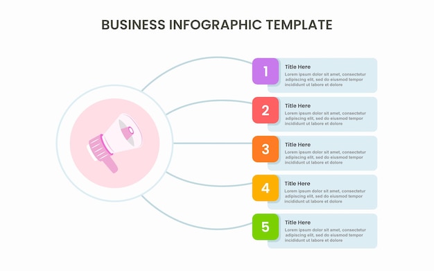 Social media marketing concept with five option field business infographic template