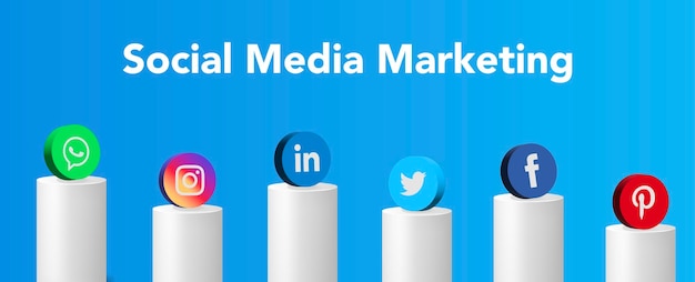 Social media marketing concept with icons on platforms vector illustration