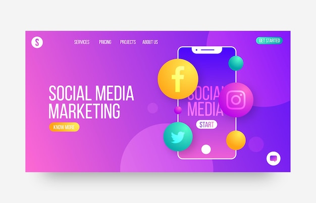 Vector social media marketing landing page template