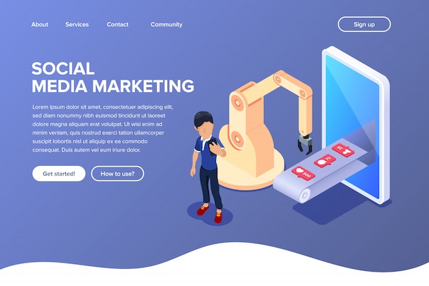 Social media marketing landing page