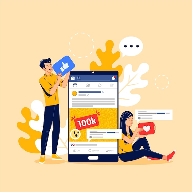 Social media marketing on mobile design