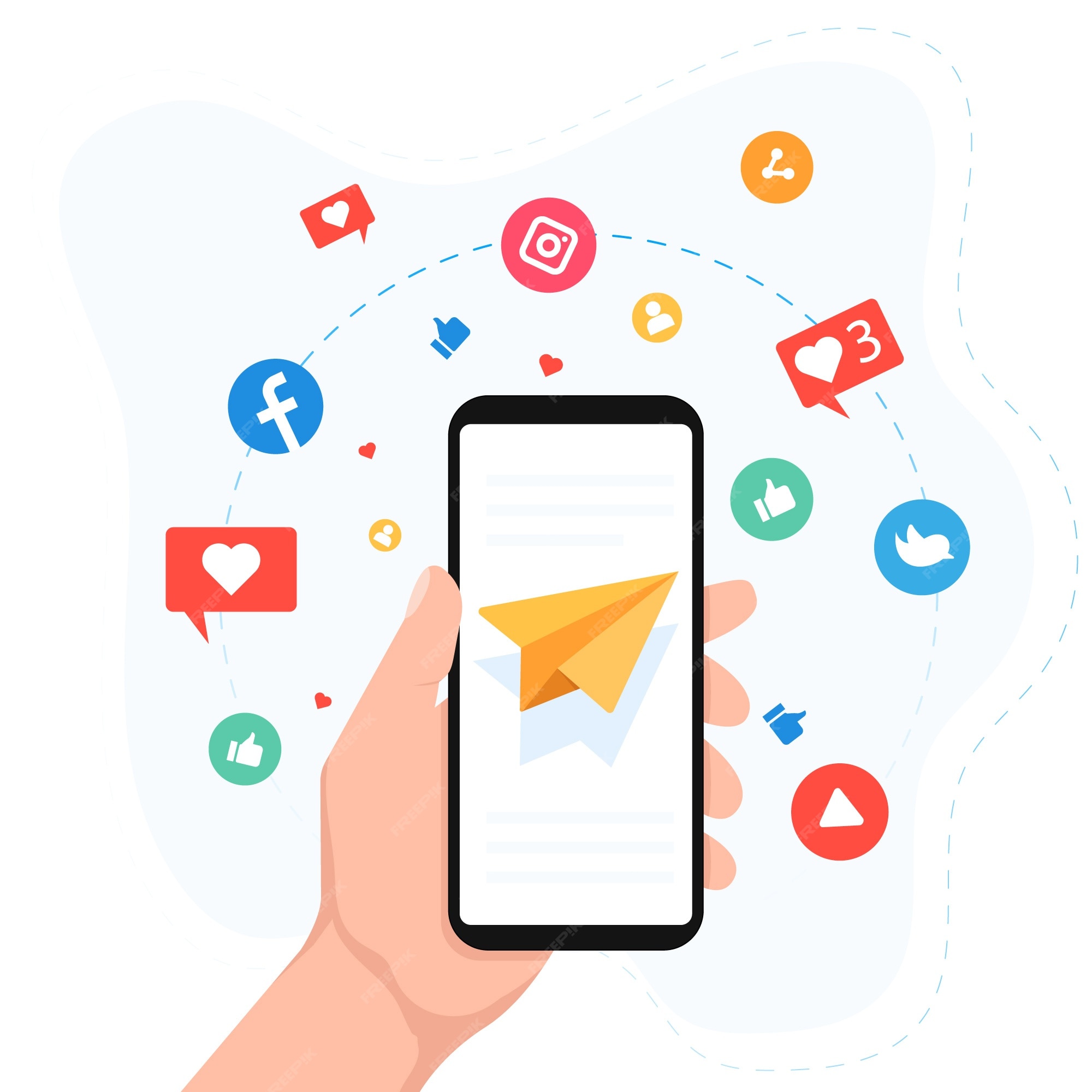 Premium Vector Social media marketing mobile phone concept
