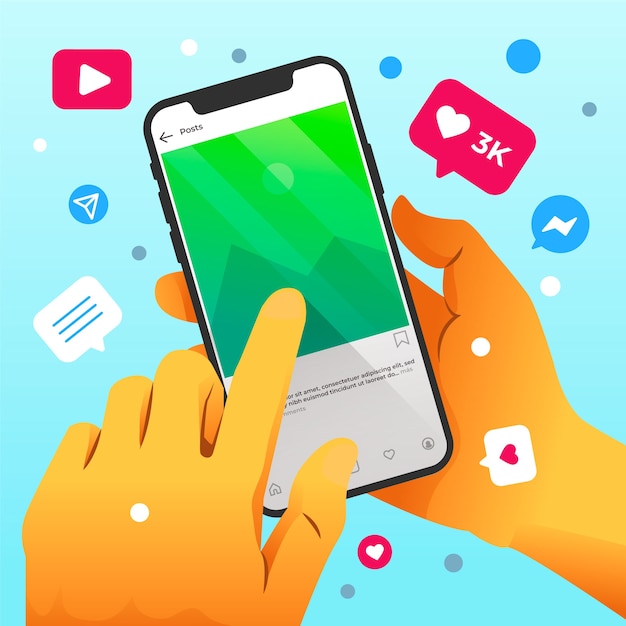 social media marketing mobile phone concept