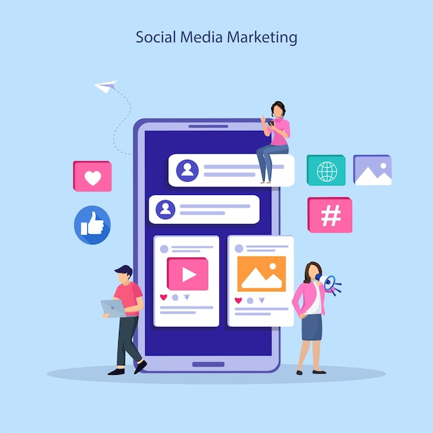 Social media marketing planner platte vectorillustratie