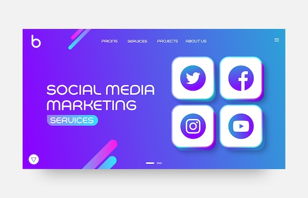 Vector social media marketing website landing page template