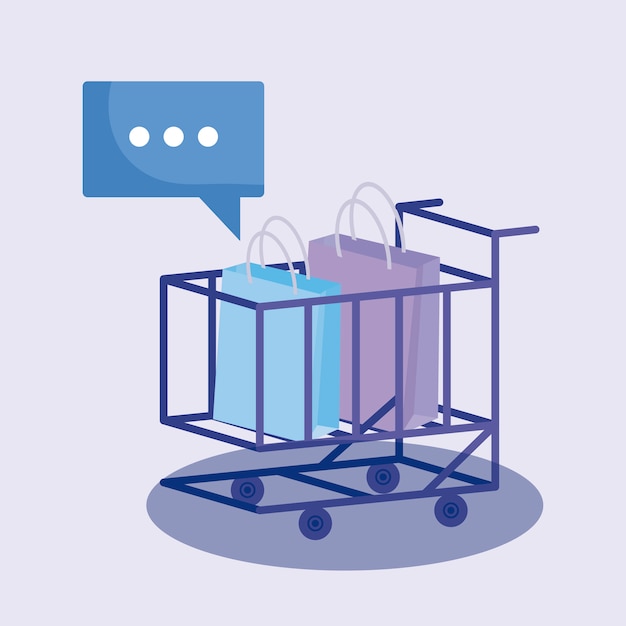 Vector social media marketing with shopping cart