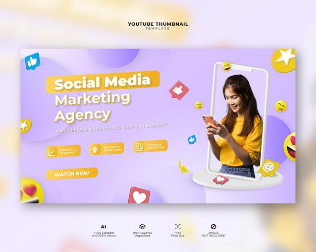 Social media marketing youtube thumbnail template