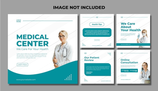 Vector social media medical center instagram post collection