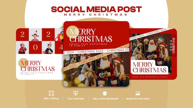 social media merry christmas post template creative social media template