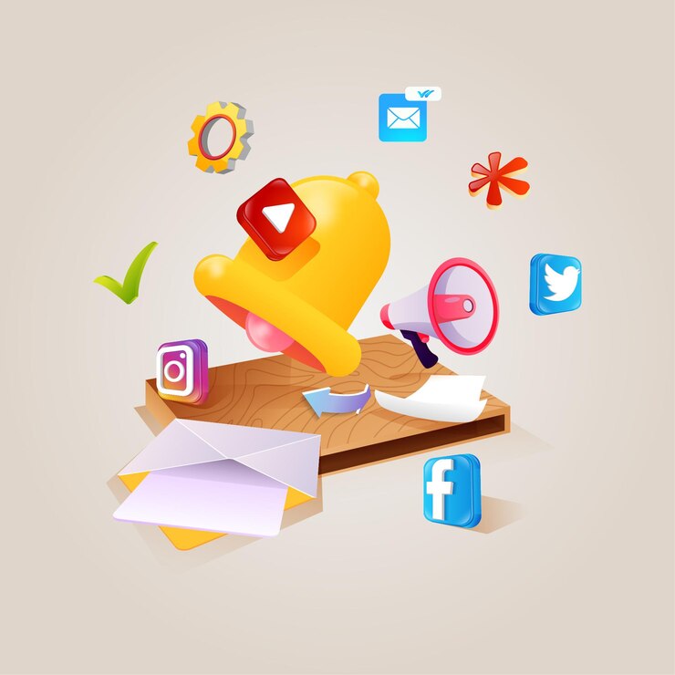 Vector social media message notifications