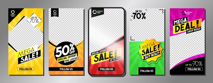 Vector social media mobile advertising banners