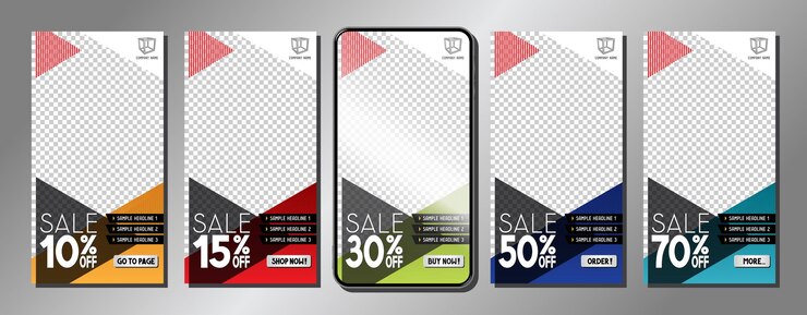 Vector social media mobile advertising banners