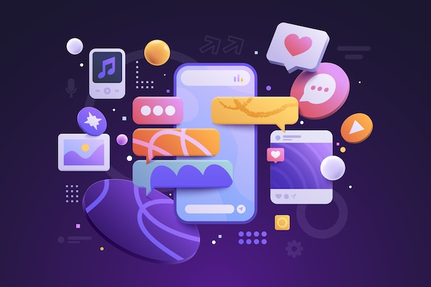 social media and mobile app communication illustration