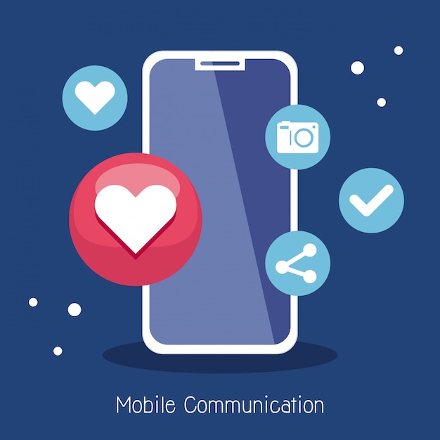 Vector social media and mobile communication concept with smartphone