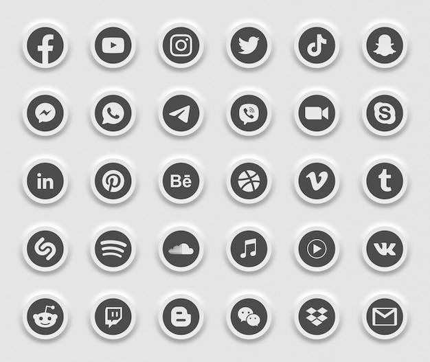 Vector social media modern 3d web icons set