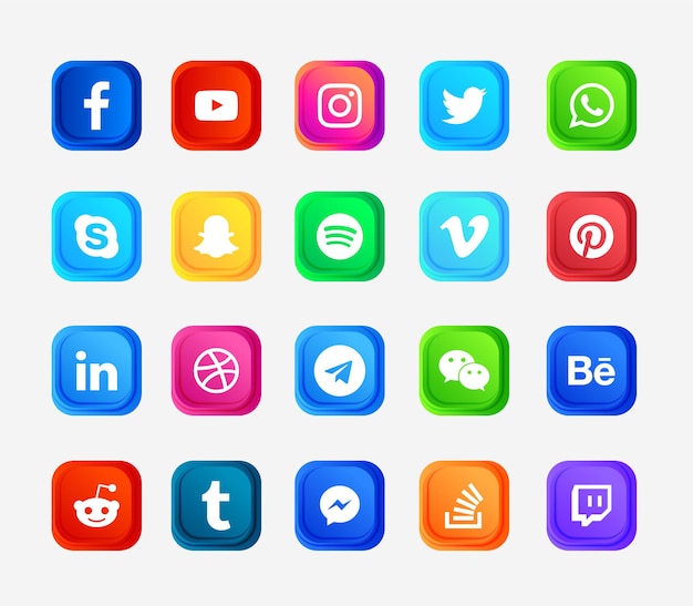 social media modern icons set