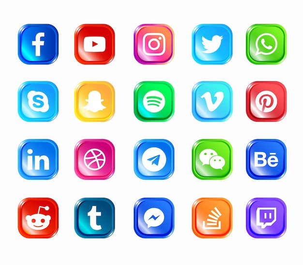social media modern  web icons set