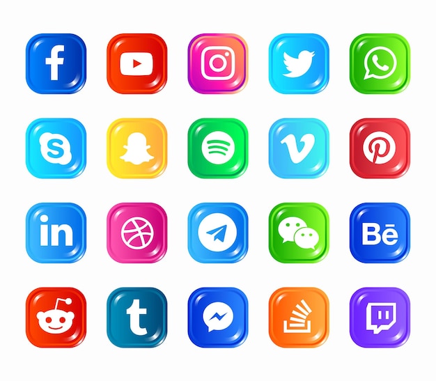 social media modern  web icons set