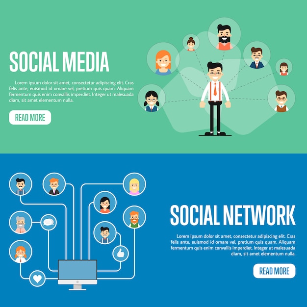 Social media netwerk website banner set