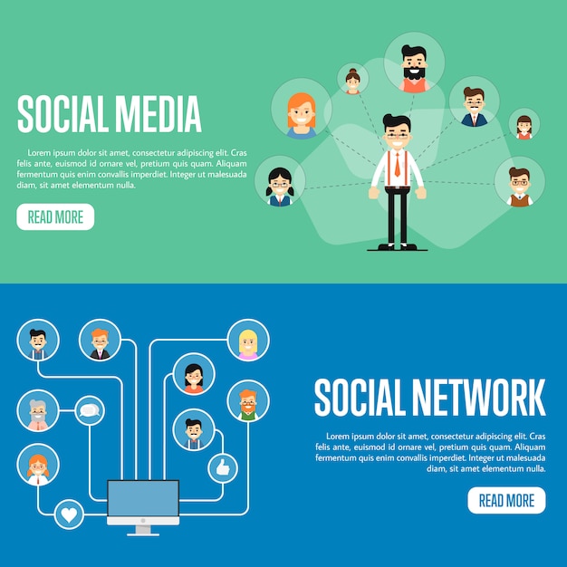 Social media netwerk website banner set