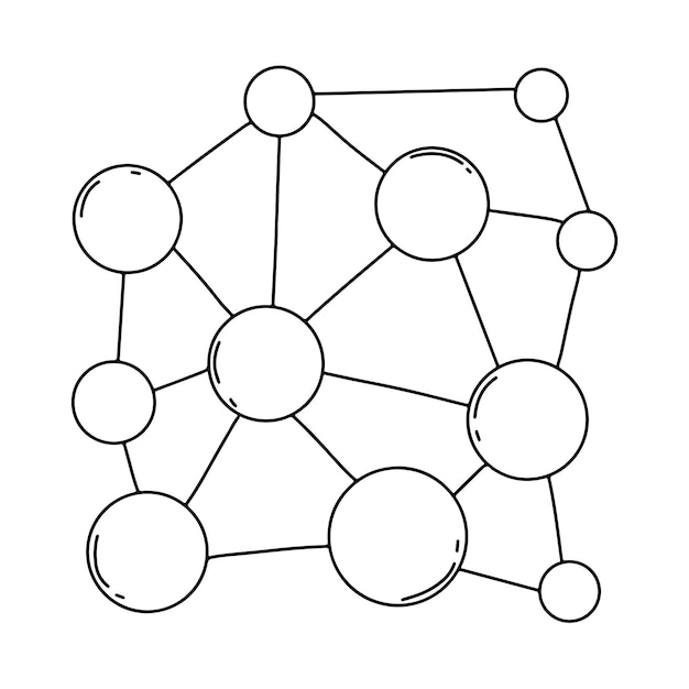 손으로 그린 낙서 스타일 벡터 그림의 소셜 미디어 네트워크 연결 체계