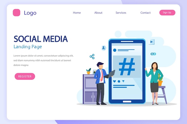 Social media network en influencer vector illustratie concept platte vector sjabloonstijl geschikt voor web landing pages